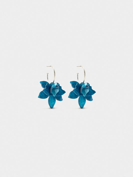 Open Hoop Earrings With Maxi Flower