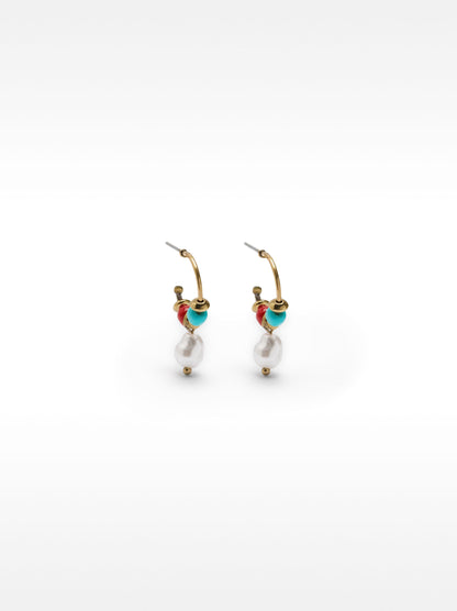 Multicolored Hoop Earring With Pearl