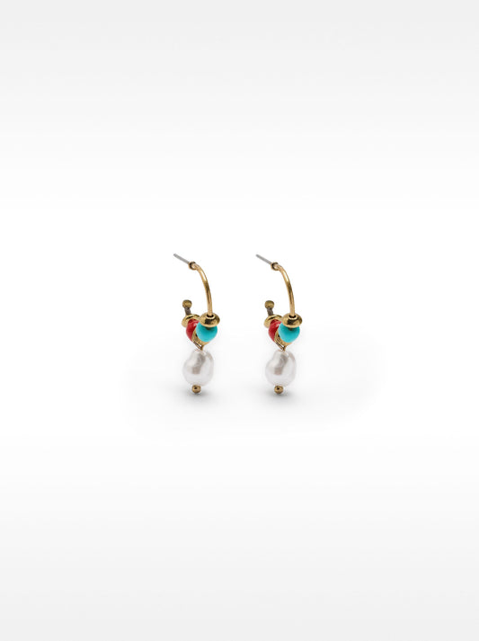 Multicolored Hoop Earring With Pearl