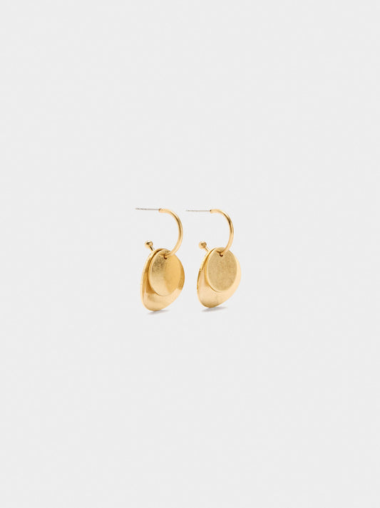 Golden Hoop Earrings With Round Detail