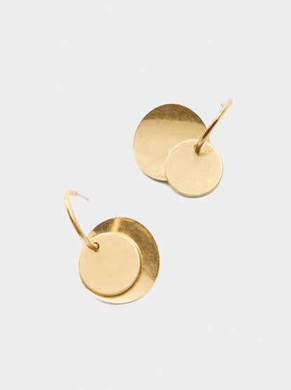 Golden Hoop Earrings With Round Detail