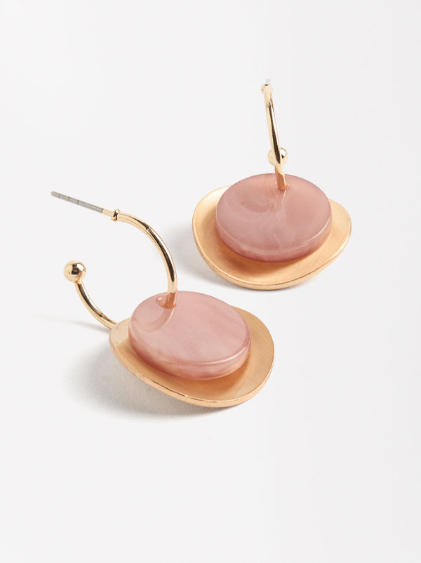 Golden Hoops Earrins With Resin