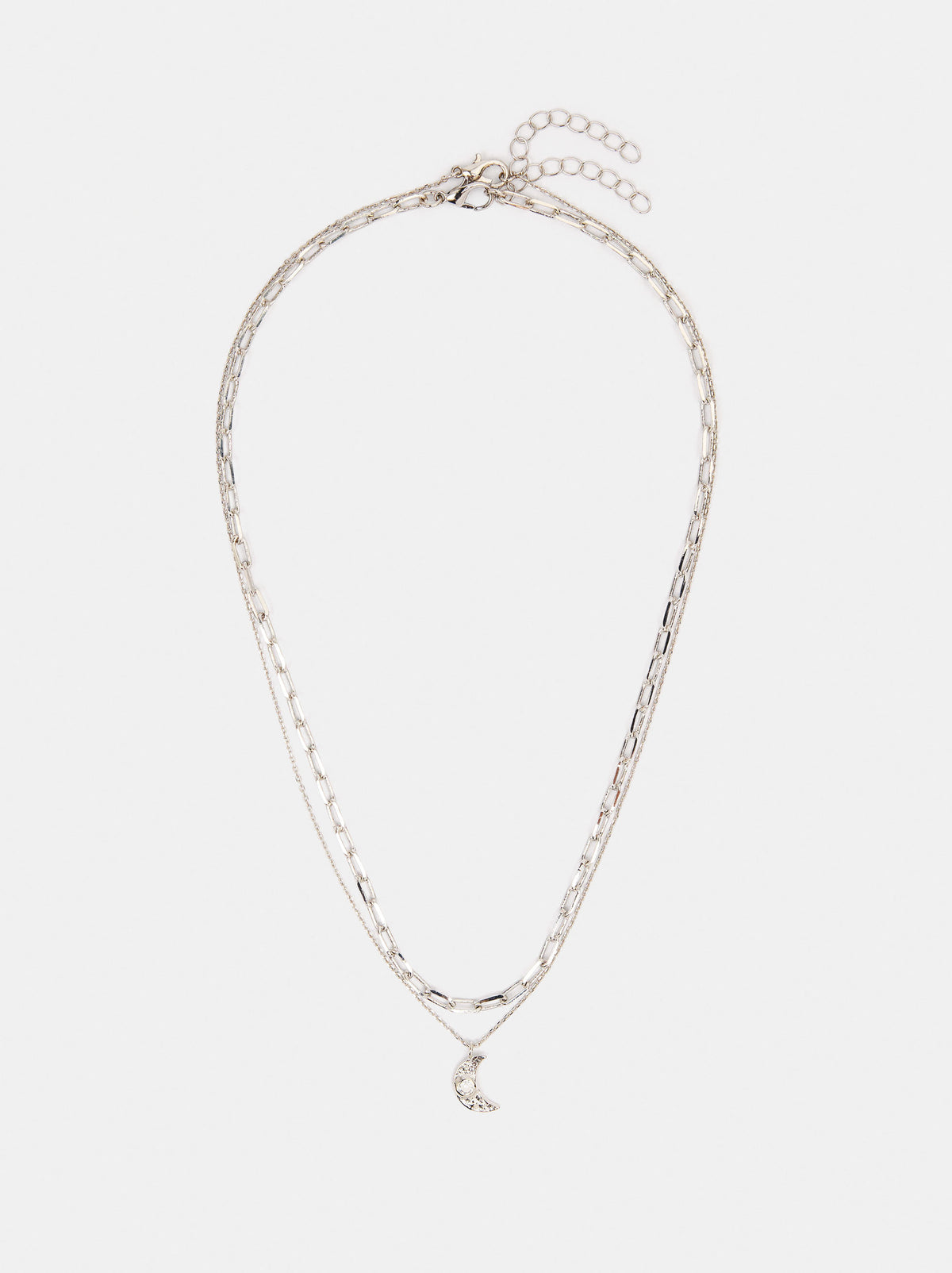 Set Of Necklaces With Moon Pendant And Zirconia