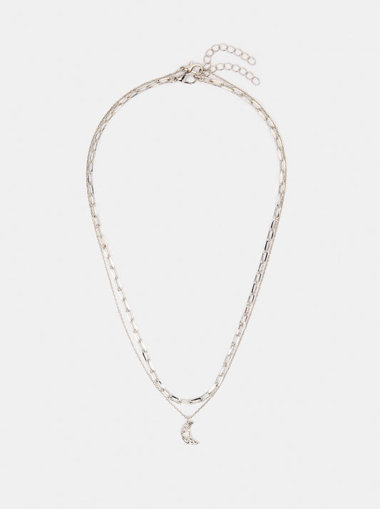 Set Of Necklaces With Moon Pendant And Zirconia