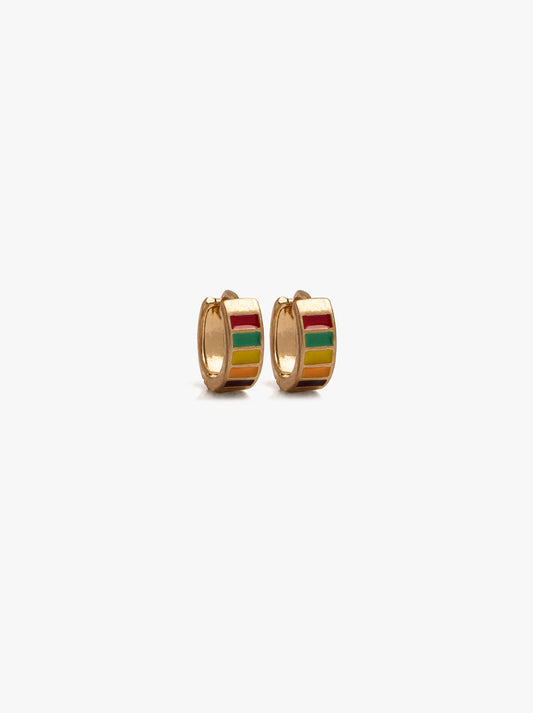 Hoop Earrings With Multicolor Enamel
