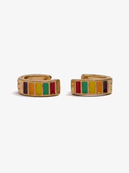 Hoop Earrings With Multicolor Enamel