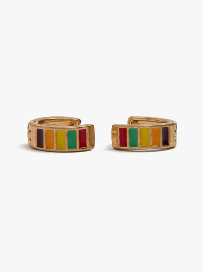 Hoop Earrings With Multicolor Enamel