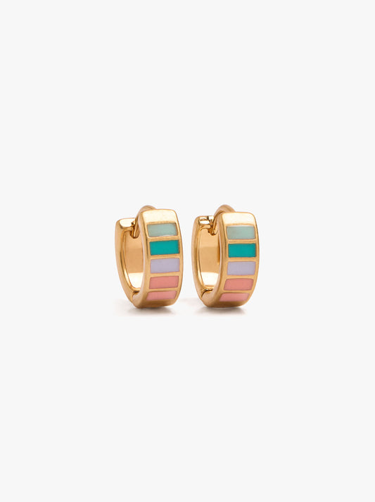 Hoop Earrings With Multicolor Enamel