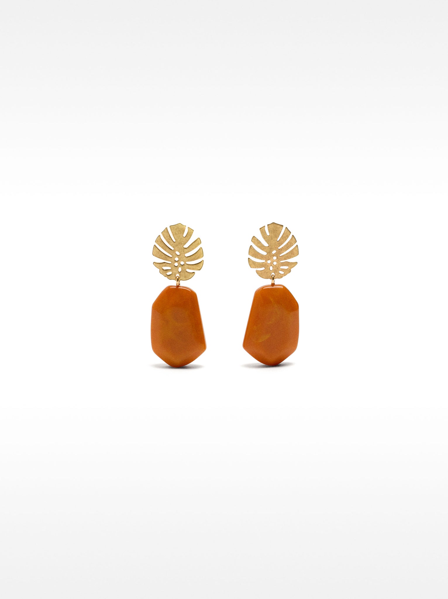 Leaf-Shaped Earrings With A Stone Effect