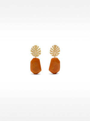 Leaf-Shaped Earrings With A Stone Effect