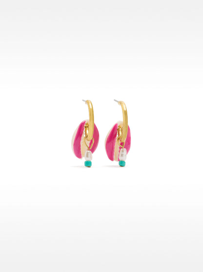 Hoop Earrings With Enameled Shells