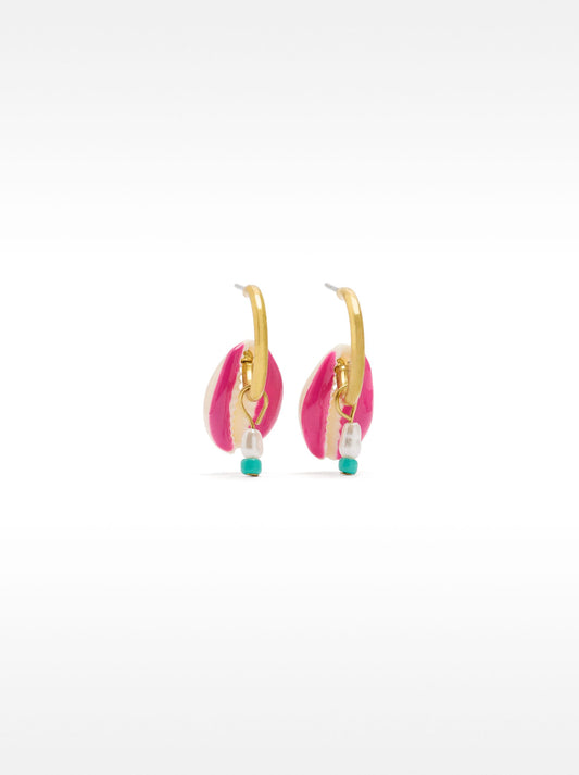 Hoop Earrings With Enameled Shells