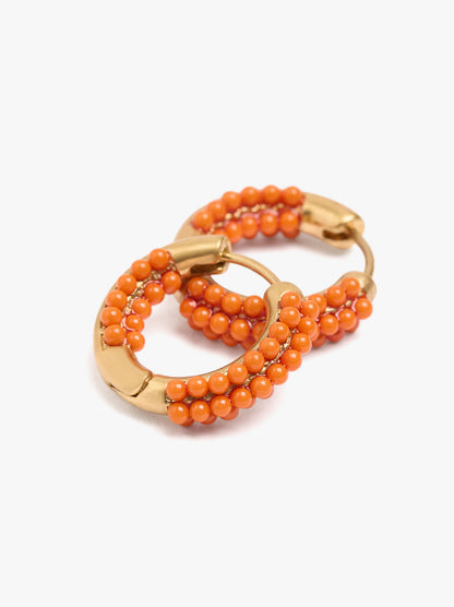 Hoop Earrings With Resin Beads