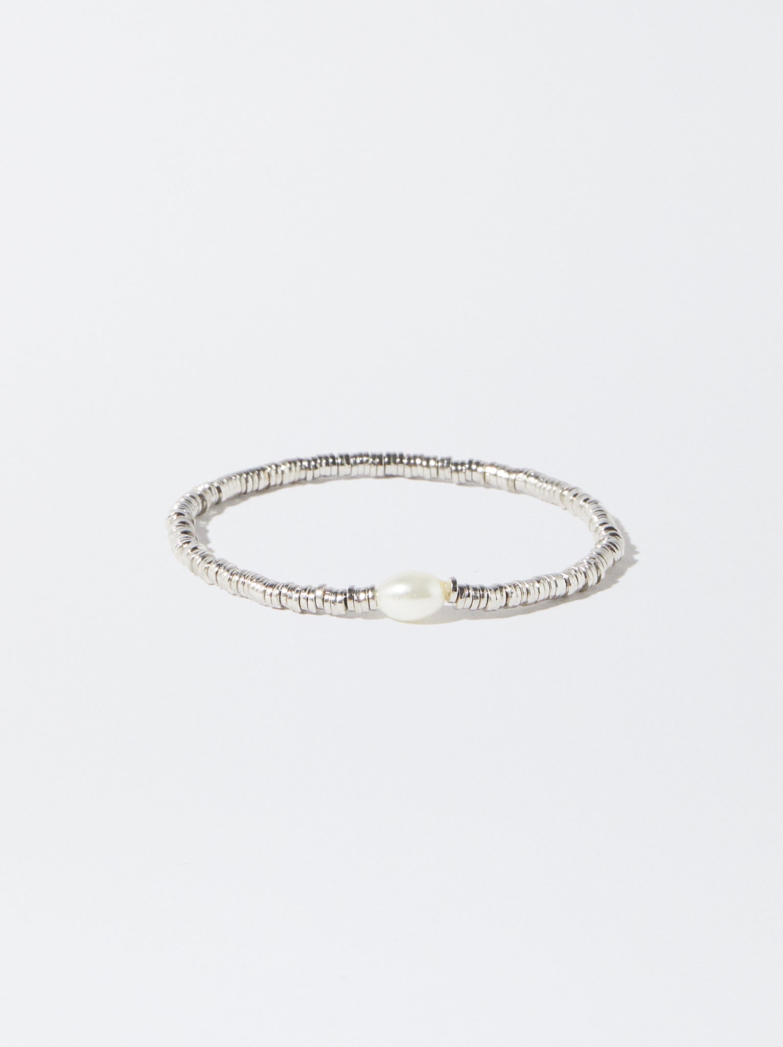 Silver-Plated Bracelet With Faux Pearl