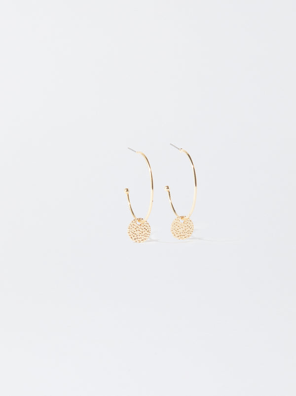 Gold-Toned Hoop Earrings With Medallions