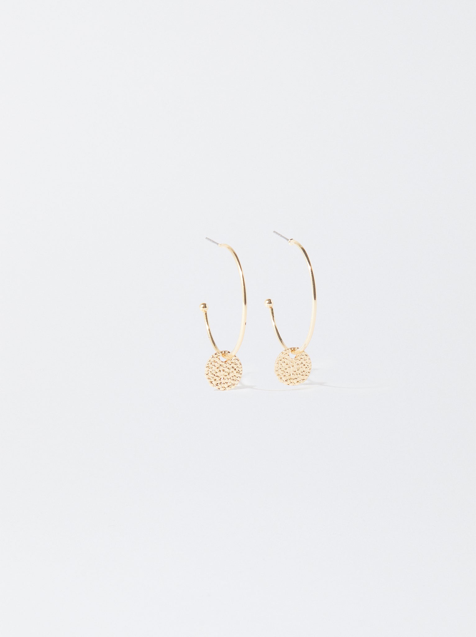 Gold-Toned Hoop Earrings With Medallions