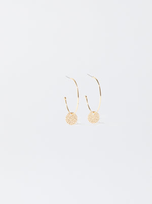 Gold-Toned Hoop Earrings With Medallions