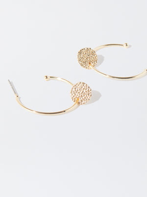 Gold-Toned Hoop Earrings With Medallions