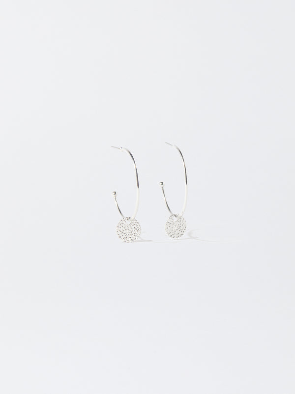 Silver-Plated Hoop Earrings With Medallions