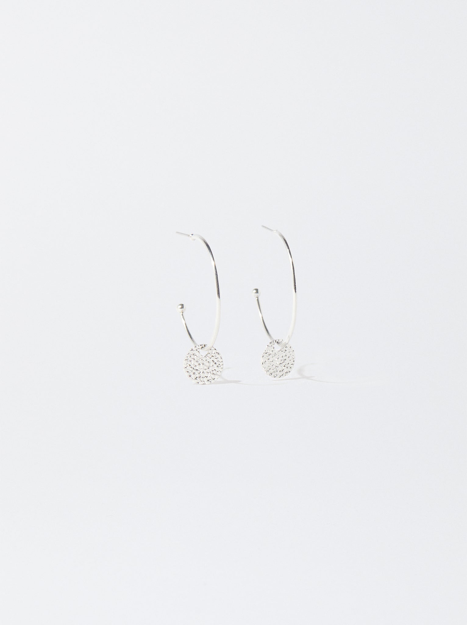 Silver-Plated Hoop Earrings With Medallions