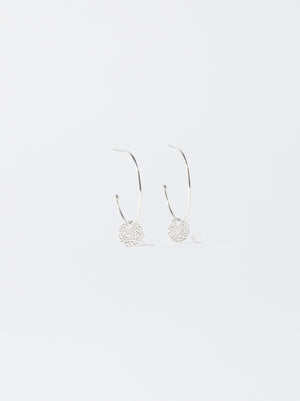 Silver-Plated Hoop Earrings With Medallions