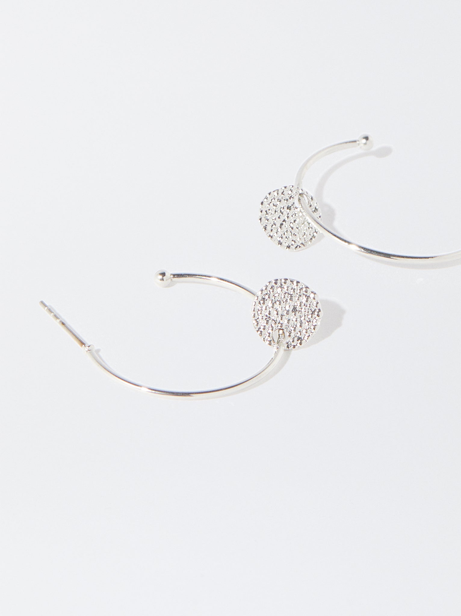 Silver-Plated Hoop Earrings With Medallions