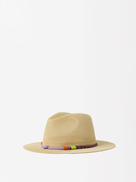 Straw-Effect Hat With Ribbon
