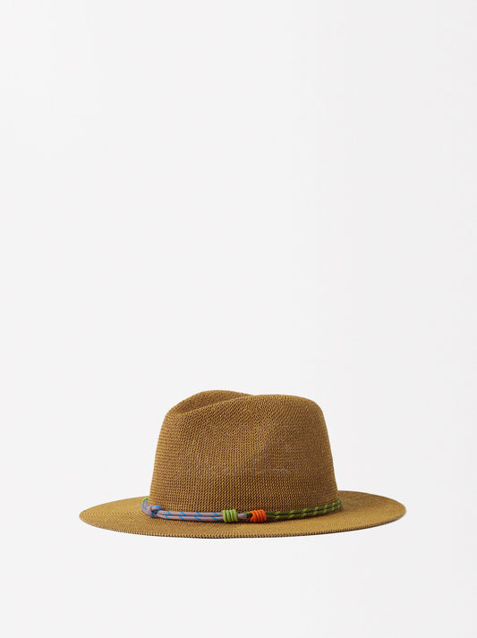 Straw-Effect Hat With Ribbon