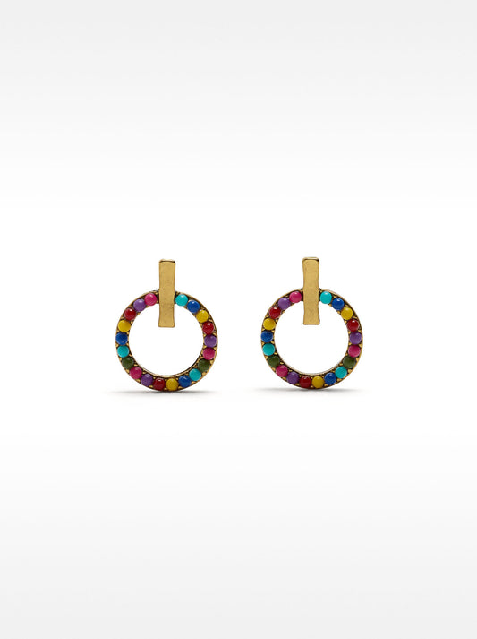 Earrings With Multicoloured Beads