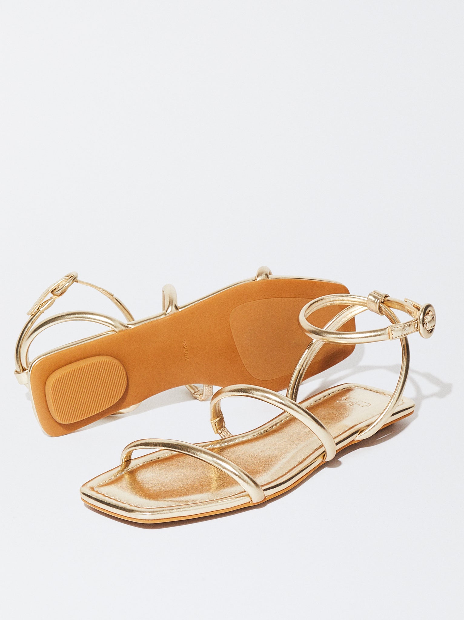 Gold Tubular Sandal Flat Sandals