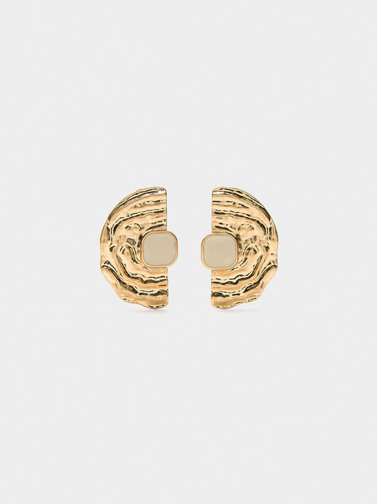 Earrings With Resin Hammered Effect
