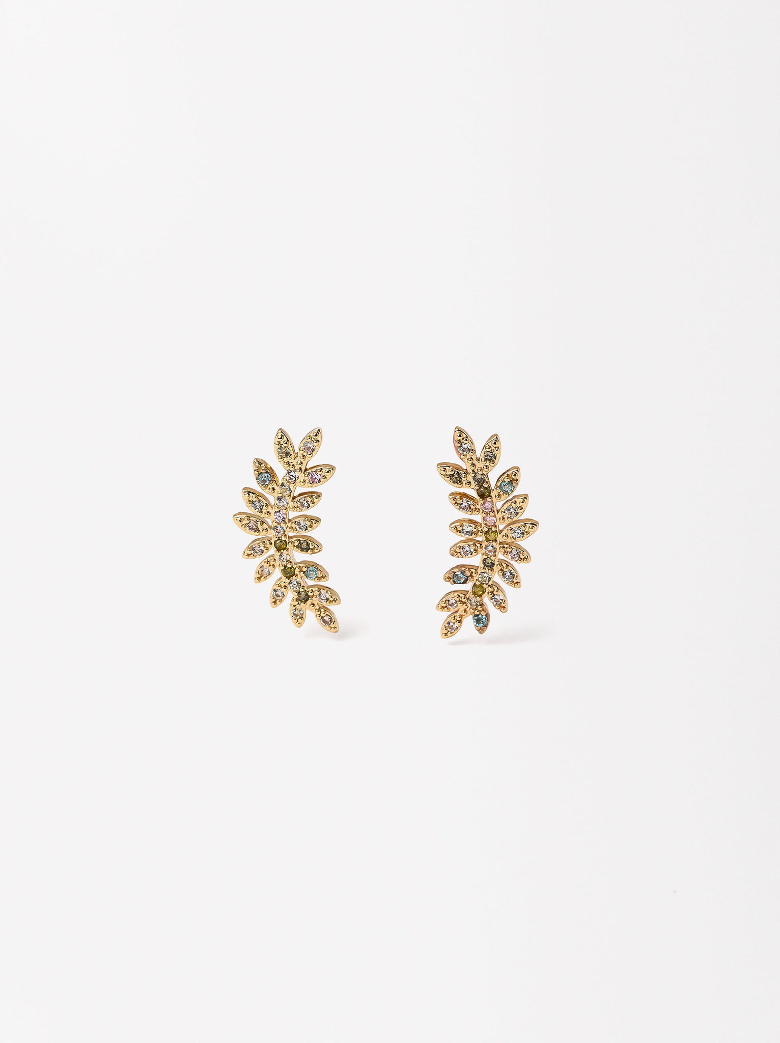 Leaf Earrings With Zirconia