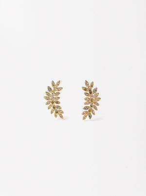 Leaf Earrings With Zirconia