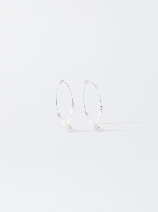 Hoop Earrings With Fresh Water Pearl