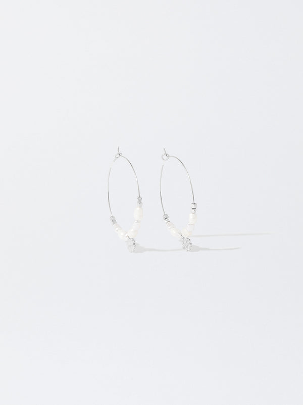 Hoop Earrings With Fresh Water Pearl