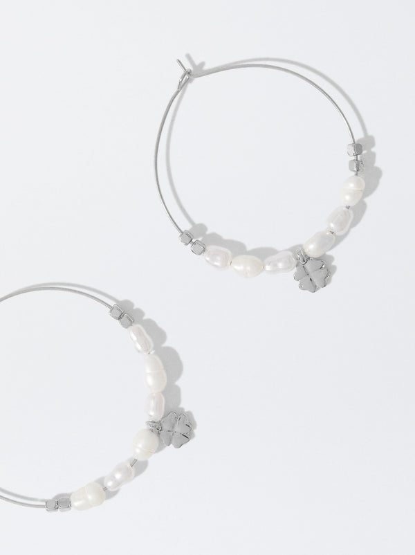 Hoop Earrings With Fresh Water Pearl