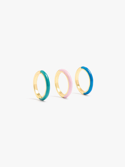 Set Of Rings With Enamel