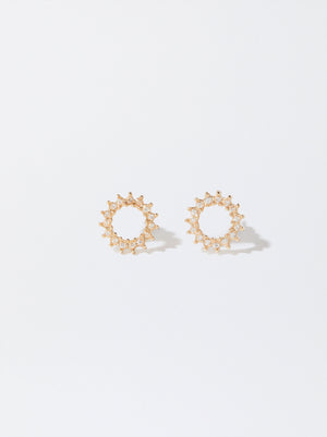 Golden Earrings With Zirconia