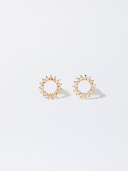 Golden Earrings With Zirconia