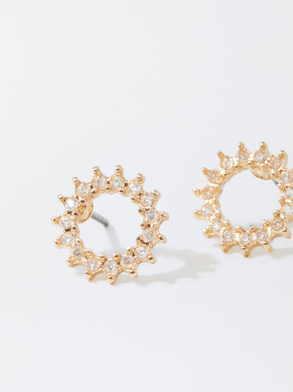Golden Earrings With Zirconia