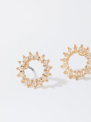 Golden Earrings With Zirconia