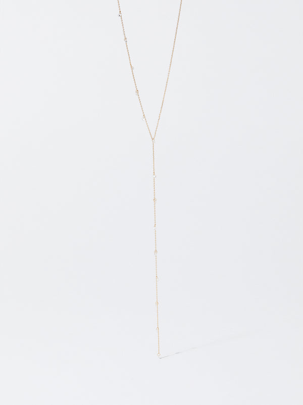 Golden Necklace With Zirconia