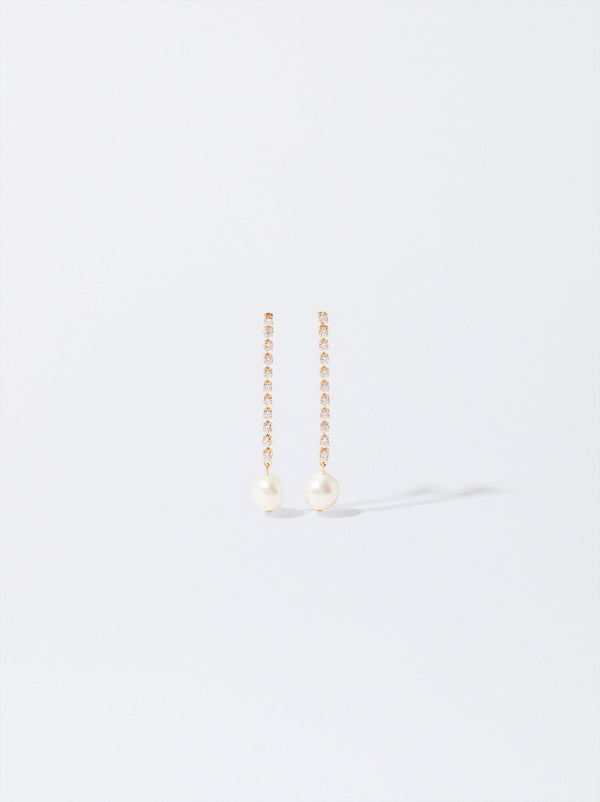 Earrings With Pearls And Zirconia