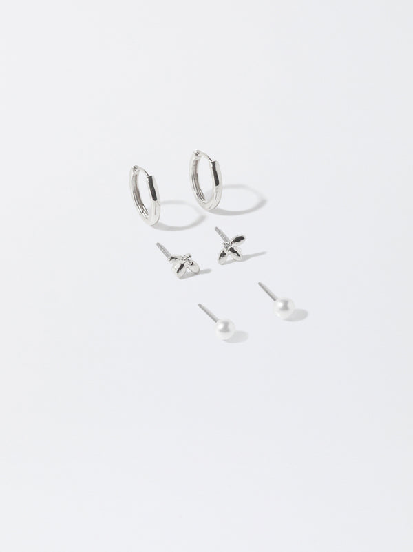 Set Of Silver-Plated Earrings