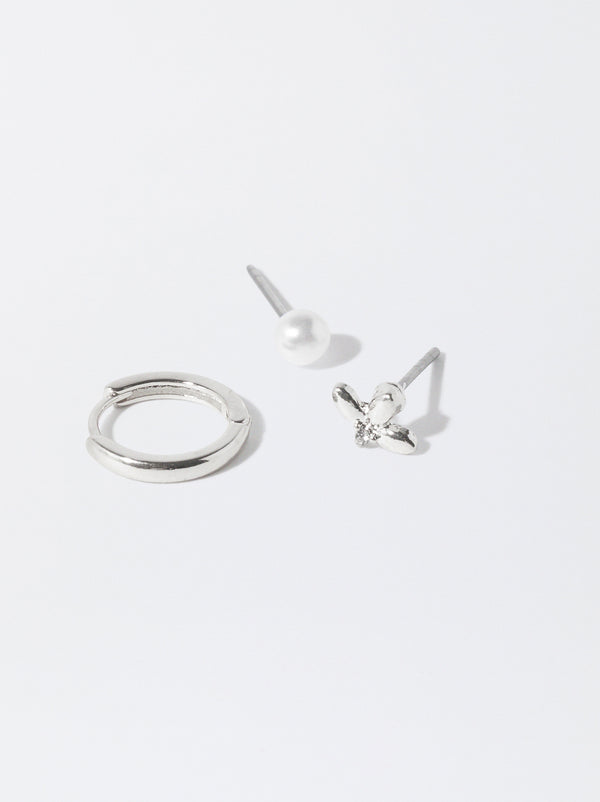 Set Of Silver-Plated Earrings