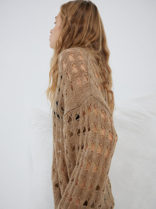 Open Knit Sweater With Wool