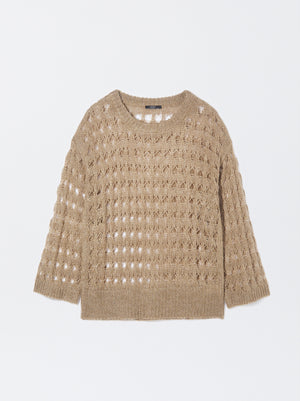 Open Knit Sweater With Wool
