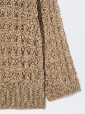 Open Knit Sweater With Wool