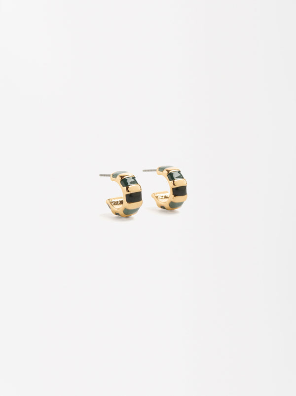 Enameled Hoops Earrings