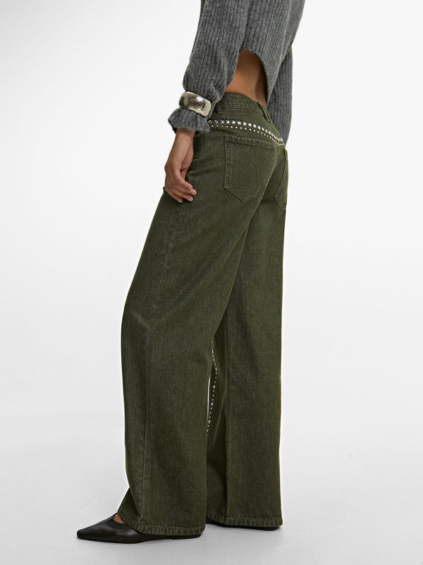 Cotton Pants With Studs